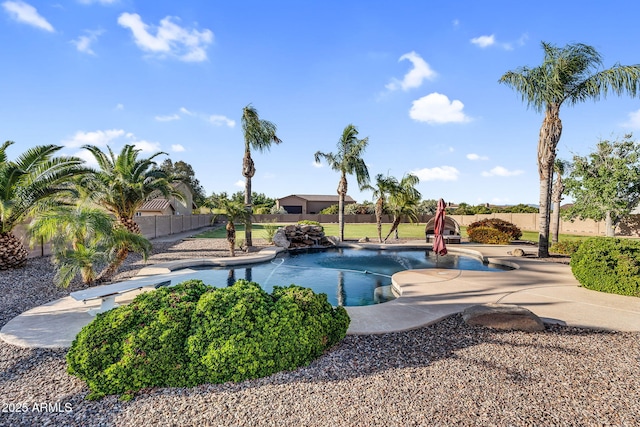 18822 E Flintlock Dr, Queen Creek, AZ 85142 - view of swimming pool featuring fence, a fenced in pool, and a patio area