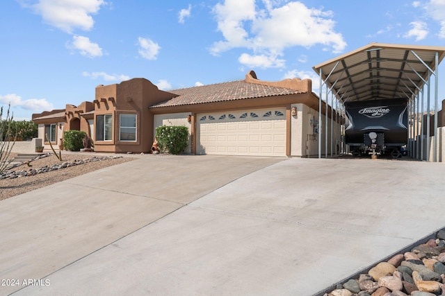 view of front of property with a garage