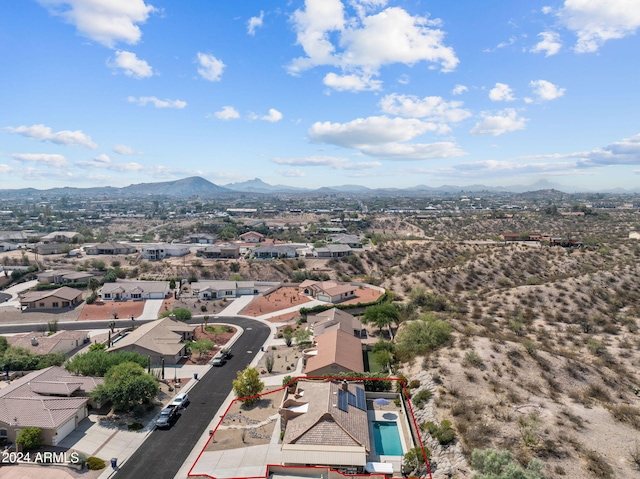 drone / aerial view with a mountain view