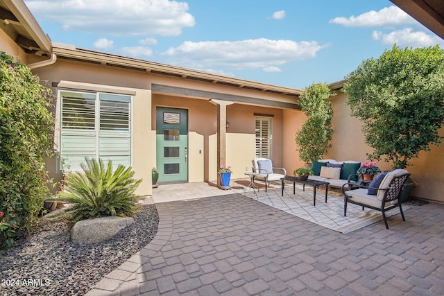 exterior space featuring an outdoor living space