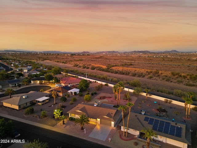 view of aerial view at dusk