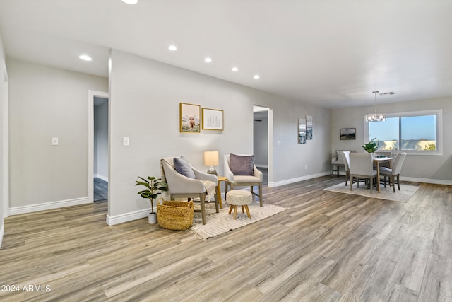 living room featuring light hardwood / wood-style floors