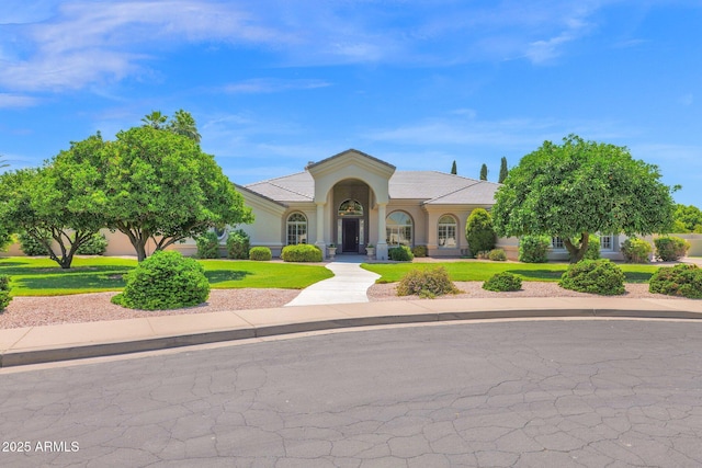 1940 N Stevens Cir, Mesa, AZ 85205 - mediterranean / spanish home with a front lawn and stucco siding