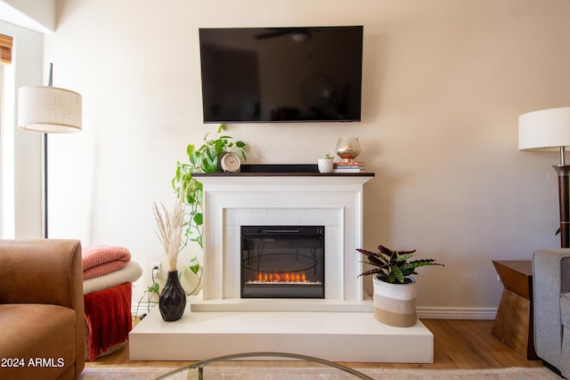 living room featuring light wood-type flooring