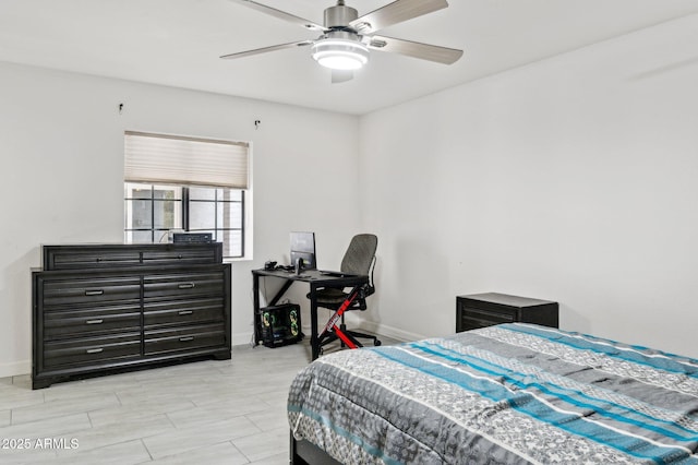 bedroom featuring ceiling fan