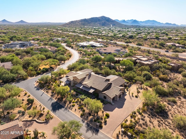 drone / aerial view with a mountain view