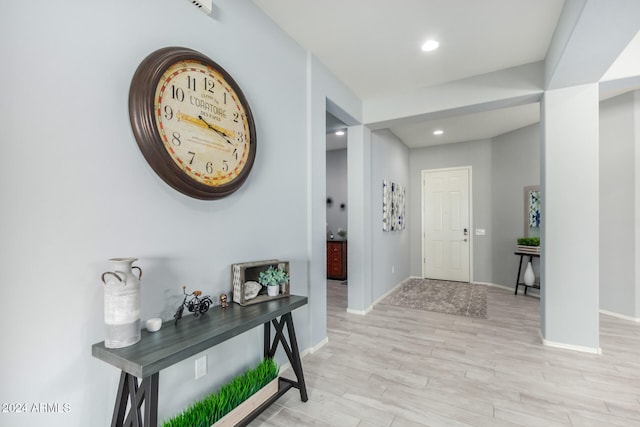 entrance foyer featuring light wood-type flooring