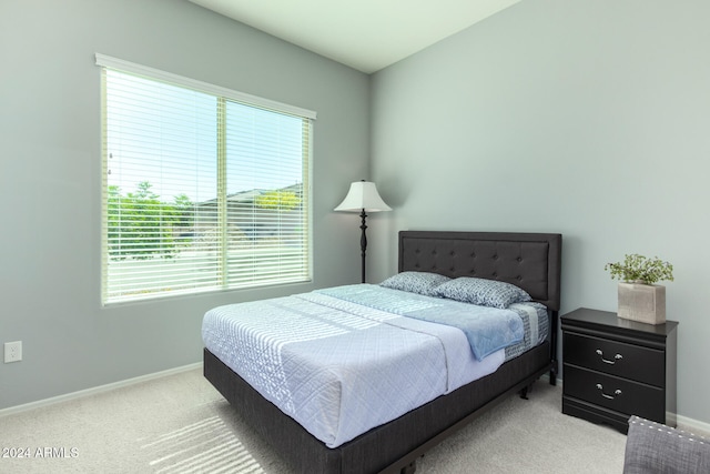 carpeted bedroom with multiple windows