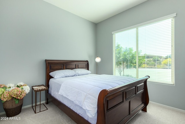 carpeted bedroom featuring multiple windows