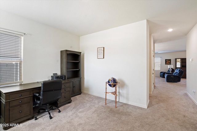 office space with light carpet