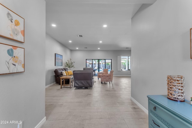 living room with light wood-type flooring