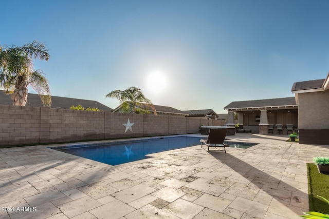 view of swimming pool with a patio