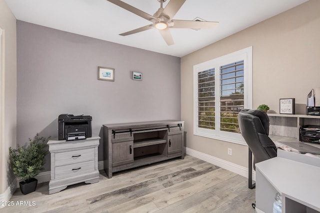 4262 E Sundance Ave, Gilbert, AZ 85297 - office space featuring light wood-type flooring, baseboards, and ceiling fan