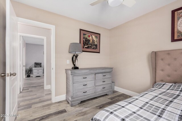 4262 E Sundance Ave, Gilbert, AZ 85297 - bedroom featuring baseboards, ceiling fan, and light wood finished floors