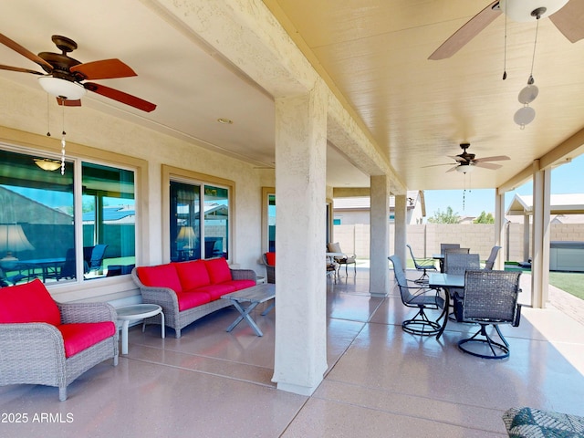 17547 W Gambit Trl, Surprise, AZ 85387 - view of patio / terrace featuring ceiling fan, outdoor dining area, and an outdoor hangout area