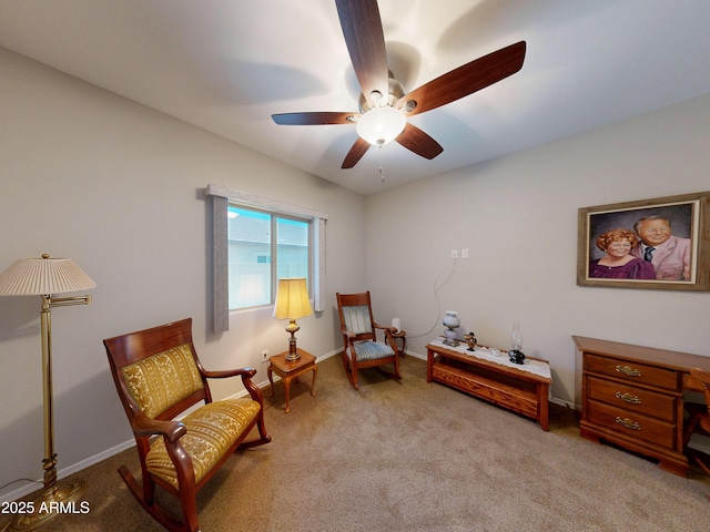 17547 W Gambit Trl, Surprise, AZ 85387 - living area featuring ceiling fan, carpet flooring, and baseboards