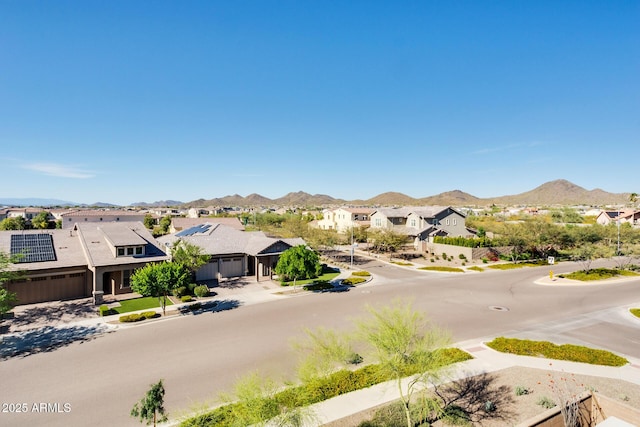 property view of mountains featuring a residential view