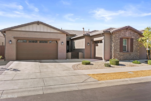 single story home with a garage