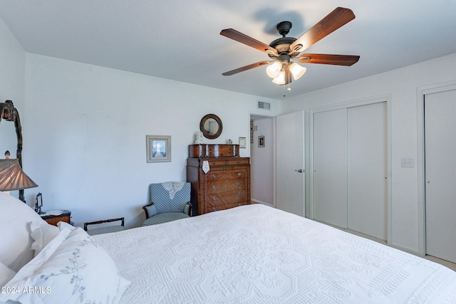 bedroom featuring ceiling fan