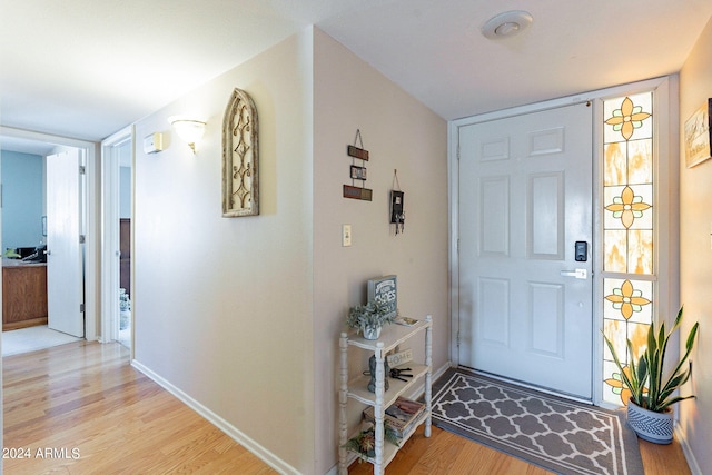 foyer entrance featuring light hardwood / wood-style flooring