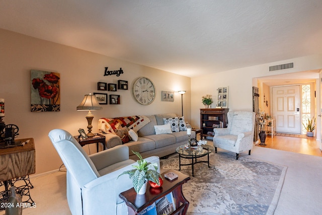 living room with light wood-type flooring