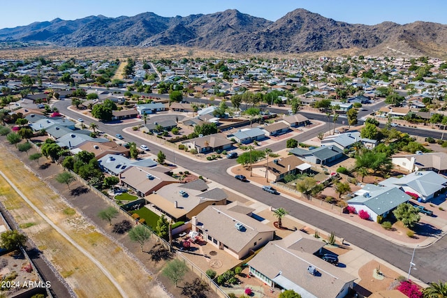 aerial view with a residential view and a mountain view