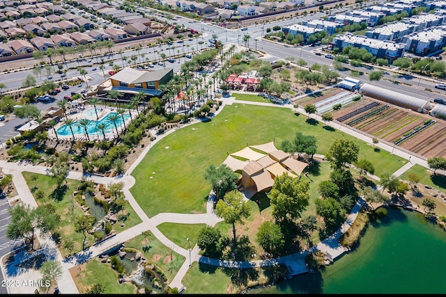 4927 S Tune, Mesa, AZ 85212 - aerial overview of property's location with a pool area and a large body of water