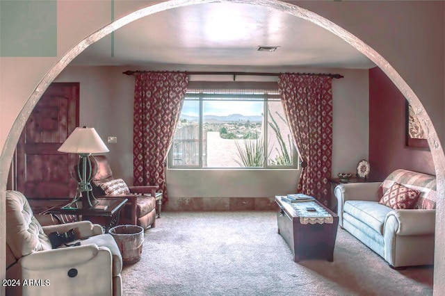 sitting room featuring carpet floors