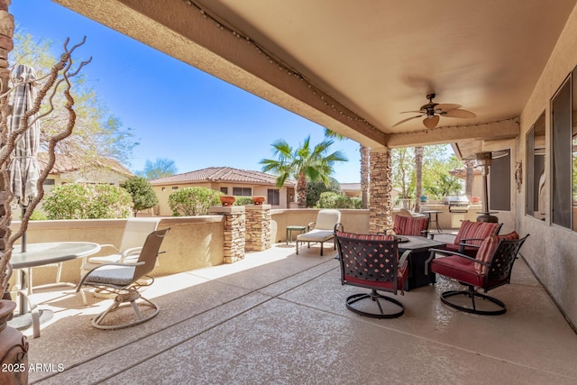 view of patio with ceiling fan