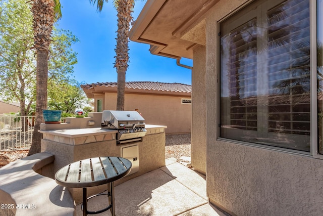 view of patio / terrace with area for grilling and exterior kitchen