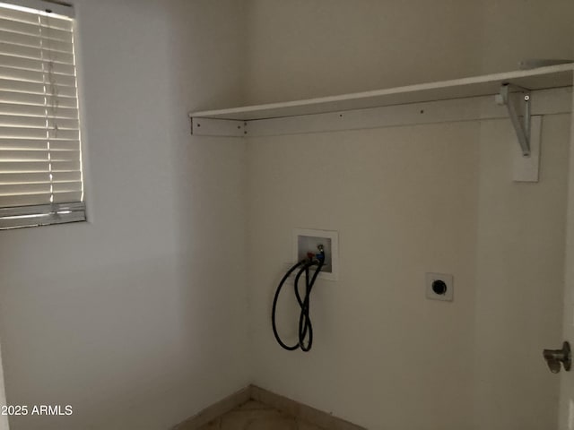 washroom with washer hookup and hookup for an electric dryer