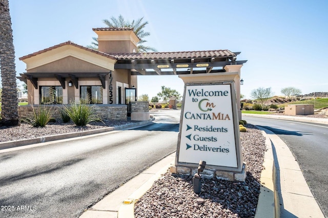 view of community sign