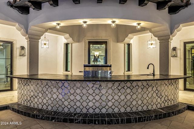 interior space featuring an outdoor wet bar