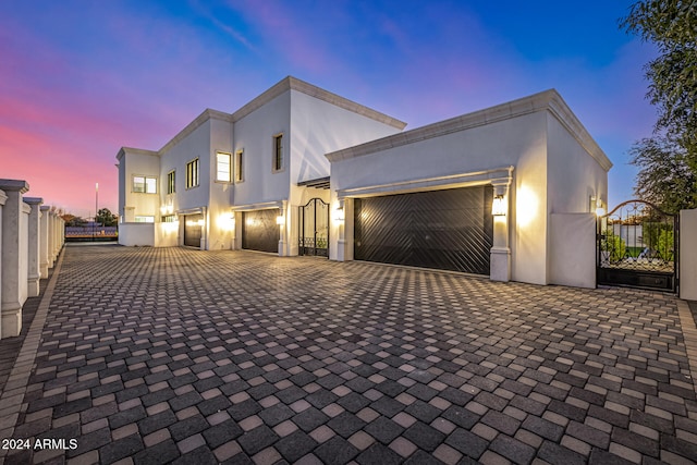 modern home featuring a garage