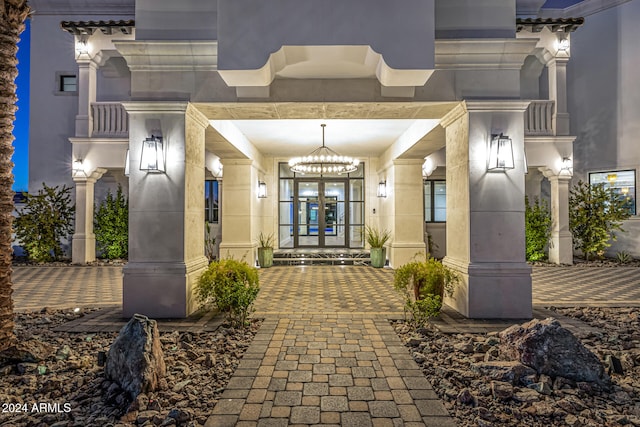 entrance to property featuring french doors