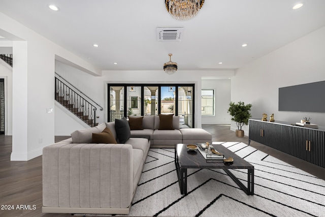 living room featuring wood-type flooring