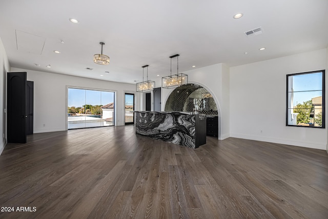 interior space with dark wood-type flooring