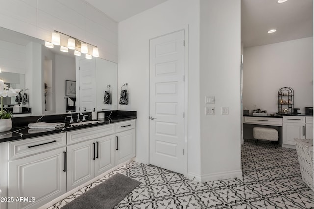 351 E Santa Lucia Ln, Queen Creek, AZ 85140 - bathroom with vanity, baseboards, and recessed lighting