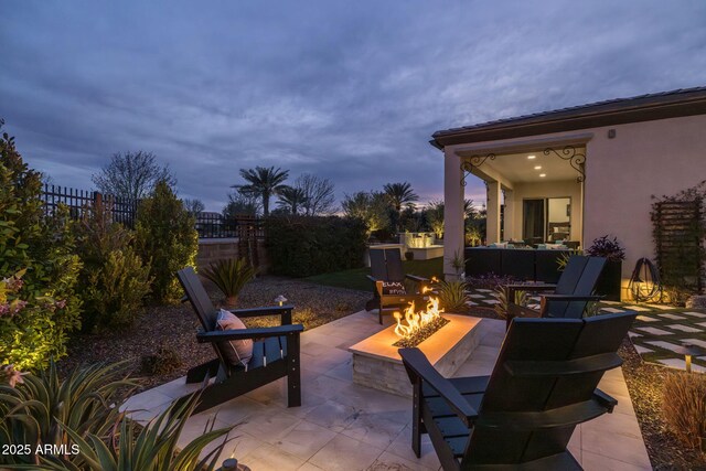 351 E Santa Lucia Ln, Queen Creek, AZ 85140 - view of patio / terrace featuring an outdoor living space with a fire pit and fence
