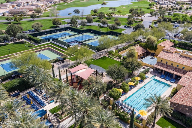 351 E Santa Lucia Ln, Queen Creek, AZ 85140 - bird's eye view with golf course view and a water view