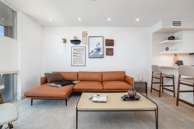 living room featuring light hardwood / wood-style floors