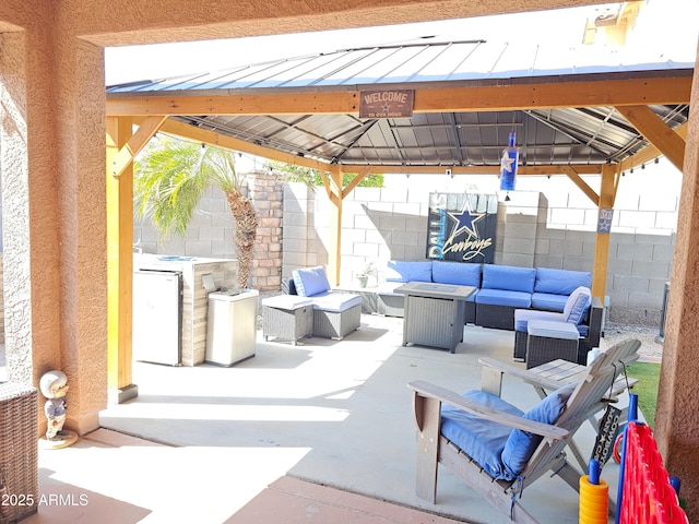 2678 S 172nd Dr, Goodyear, AZ 85338 - view of patio with a gazebo, outdoor lounge area, and a fenced backyard