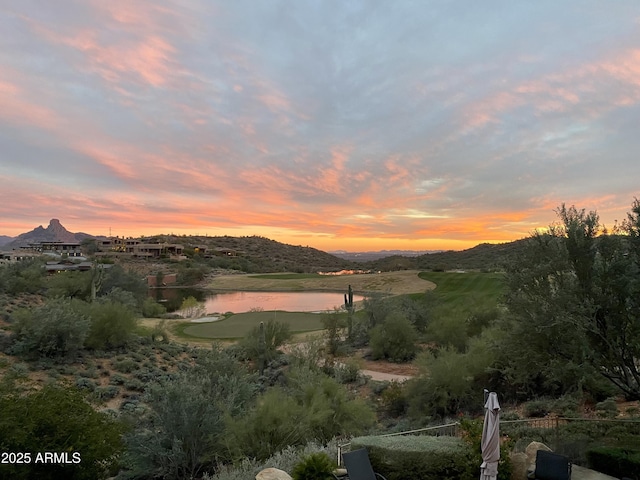 mountain view with a water view