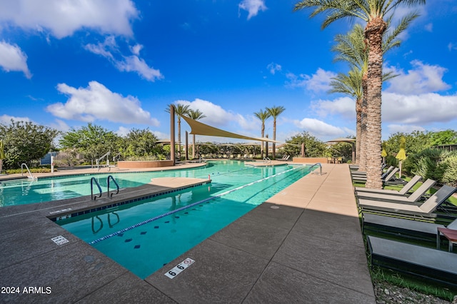 view of pool featuring a patio area