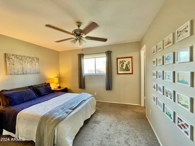 bedroom with carpet flooring and ceiling fan