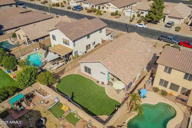 bird's eye view with a residential view