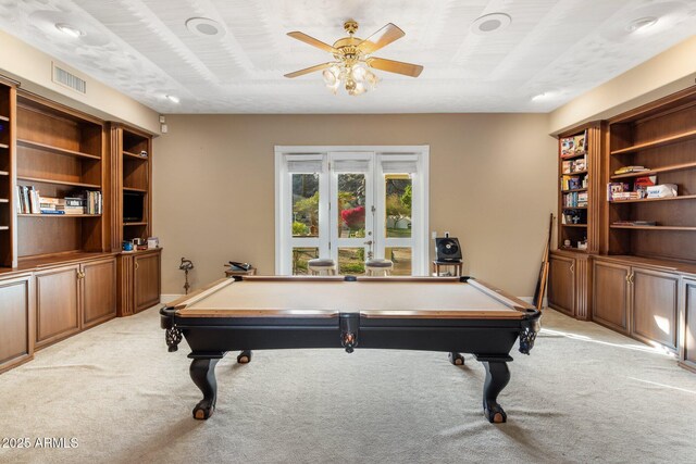 11809 S Montezuma Ct, Phoenix, AZ 85044 - rec room with light carpet, billiards, and ceiling fan