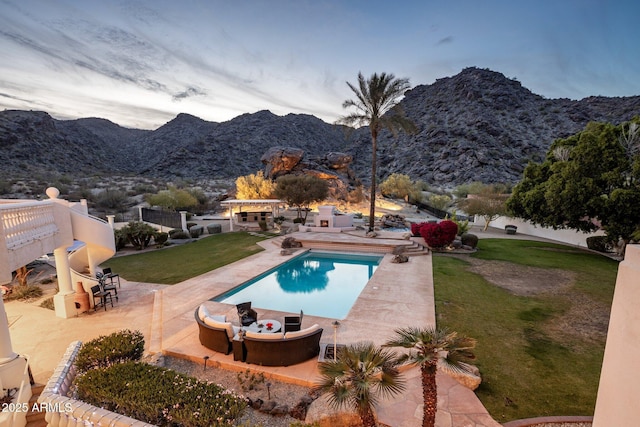 11809 S Montezuma Ct, Phoenix, AZ 85044 - swimming pool featuring a mountain view and a patio