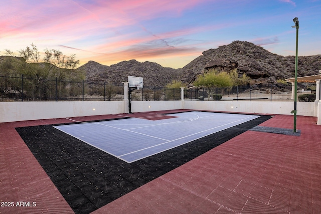 11809 S Montezuma Ct, Phoenix, AZ 85044 - view of basketball court featuring community basketball court, fence, and a mountain view