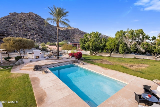 11809 S Montezuma Ct, Phoenix, AZ 85044 - outdoor pool with a mountain view and a patio area